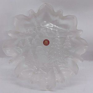 Walther Glas Christmas Plate Etched Clear Glass Design